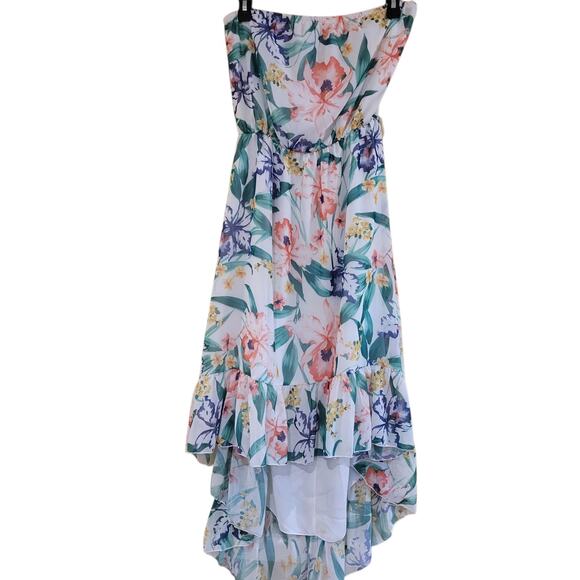 Sweet Pea Dresses & Skirts - Sweet Pea for New York & Company Strapless Floral M Hi Low Dress Lined No Belt